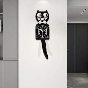 <span class=keywords><strong>Orologio</strong></span> a Pendolo <span class=keywords><strong>da</strong></span> <span class=keywords><strong>Parete</strong></span> Kate Cat 2D <span class=keywords><strong>con</strong></span> Design Invertito - Alimentato a Batteria, Adatto per Soggiorni e Camere dei Bambini - Product Image 4