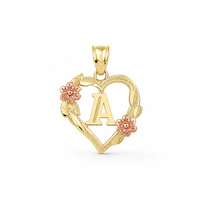 Collier pendentif en or plaqué 14 carats bicolore avec initiale en forme de cœur et fleur, bijou personnalisé pour femme, cadeau de Saint-Valentin, à porter au quotidien