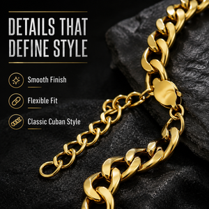 Bracelet tendance minimaliste pour homme, maillons Figaro et cubains, en acier inoxydable poli, couleur argent, avec extension réglable, style streetwear - Product Image 6