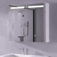 Armoire de toilette moderne avec miroir, en MDF, murale, rectangulaire, avec éclairage LED intelligent pour maquillage et médicaments