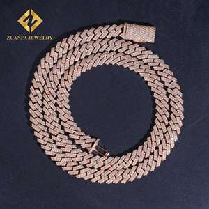 גברים היפ הופ מחיר הסיטונאי עלה שרשרת כסף 925 8 מ "מ קובייה החוצה moissanite שרשרת חוליות סלע שרשרת קישורים - Product Image 4