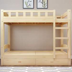 Cama litera de madera maciza con barandillas, doble cajón y estantería para dormitorio infantil. - Product Image 3