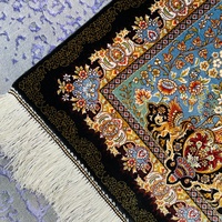 Pasokan Pabrik Karpet Ruang Tamu Mewah Biru Langit Motif Burung Persia, Permadani Sutra Modal, Dekorasi Dinding Ukuran Kecil 60*90cm