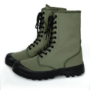Lightweight Olive <strong>Green</strong> High-top Tactical Boots <strong>Canvas</strong> Rubber Sole Lace-up Outdoor <strong>Shoes</strong> for Tactical Training - Product Image 2
