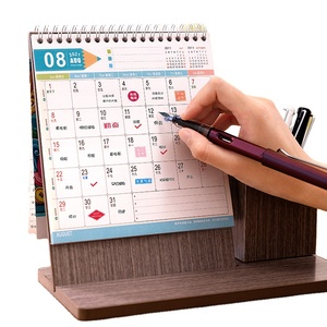 Lịch để bàn gỗ tự làm phổ biến, có đồng hồ, chất liệu giấy, dùng cho văn phòng và trang trí nhà cửa - Product Image 4