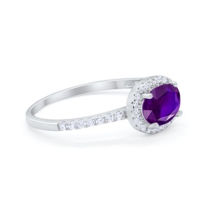 100% 925 Sterling Silver Natural Dainty Real Amethyst Vintage Emerald Cut Engagement and Wedding <b>Ring</b> - Product Image 2