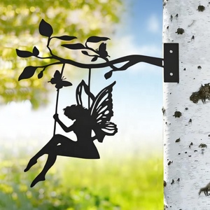 Décorations de jardin en métal décoratives, en forme d'animaux, de libellules dansantes et de vélos, avec piquets roses, pour l'horticulture et l'aménagement extérieur. - Product Image 3