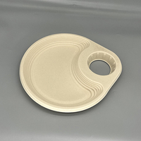 Assiette jetable en pulpe de papier de canne à sucre biodégradable compostable sans PFAS avec porte-gobelet