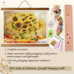 ชุดภาพวาดเพชรพิมพ์ลายสมัยใหม่แบบเต็มพื้นที่ DIY ลายดอกทานตะวัน ภาพวาดคริสตัล ภาพวาดกลางคืนริมทะเล ขนาด 43x54 ซม. ปรับแต่งได้ - Product Image 4