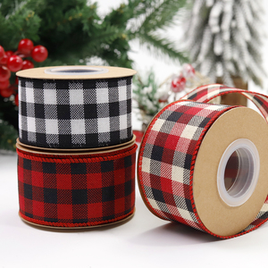 <span class=keywords><strong>Ruban</strong></span> à carreaux à bords câblés pour la décoration <span class=keywords><strong>de</strong></span> Noël, <span class=keywords><strong>ruban</strong></span> gingham <span class=keywords><strong>rouge</strong></span> et noir pour emballage cadeau, artisanat DIY, couronnes et nœuds - Product Image 1