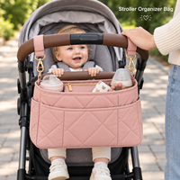 Sac de rangement pour poussette en nylon imperméable personnalisé pour les courses, les voyages, multi-poches, facile à nettoyer, sangles réglables