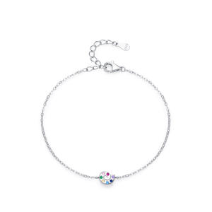 Bracelet en argent sterling S925 avec zircon arc-en-ciel et chaîne en forme d'escargot pour femmes - Un cadeau romantique pour un anniversaire - Version en cuivre personnalisable - Product Image 1