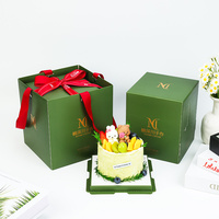 Boîte cadeau de luxe pour gâteau avec ruban, logo personnalisé estampé à chaud, carton de qualité alimentaire pour célébration de mariage