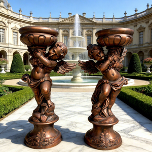 Estatuas de Ángeles Decorativas de Bronce para Exteriores, Estatuas Religiosas Femeninas de Tamaño Real con Corona, Obras de Escultura - Product Image 2