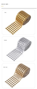Roll Pita Jala Berlian 10 Yard 6 Baris Hiasan Berlian Imitasi Bentuk Bunga Bulat Berkilau - Product Image 2