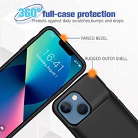 Coque de téléphone antichoc en PC+TPU rigide avec batterie externe 5000 mAh intégrée pour iPhone 12 13 14 15 16 17 Pro Max Plus