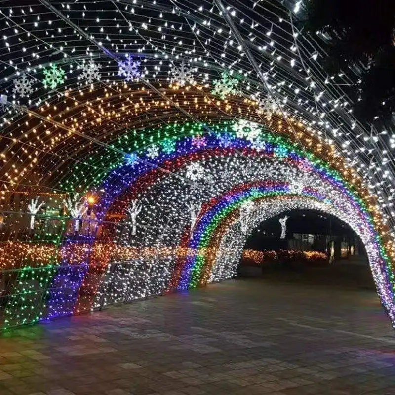 Уличные водонепроницаемые рождественские 3D гигантские арочные туннельные огни, свадебные уличные модельные огни