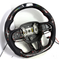 Volant personnalisé en fibre de carbone forgée rouge à LED pour Dodge Challenger Hellcat SRT Charger Grand Cherokee