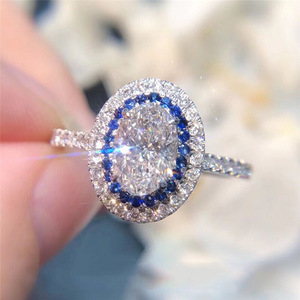 Elegante Anello Ovale con Zircone Blu, Gioiello di Lusso da Donna, Accessorio Chic per Uso Quotidiano, Regalo Raffinato - Product Image 6