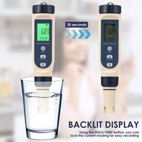 Analyseur de qualité de l'eau multi-paramètres 5-en-1 |   Testeur numérique de TDS, EC, pH, température et salinité |   Eau portable de haute précision