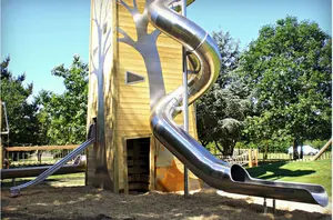 Tobogán de túnel de acero inoxidable para interiores de parque temático personalizado para niños, equipo de juegos temáticos al aire libre