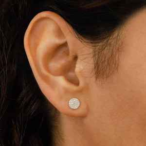 Elvora Gems Women's 14k Gold Diamond Cluster <b>Earrings</b> Minimalist Disc Studs Pave Setting 74 Stones .20ct Total Butterfly Clutch - Product Image 3