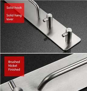 Tự Dính Khăn Chủ Không Khoan Phòng Tắm Khăn Móc Áo Với 2 Móc - Product Image 4