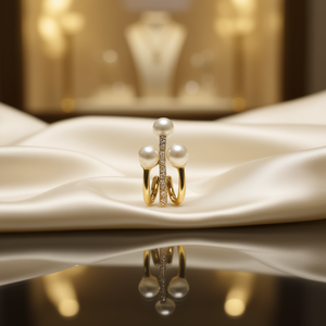 Orecchini a perno in oro E2357 con perla e cristallo, montatura a canale, gioielli minimalisti da donna per tutti i giorni - Product Image 2