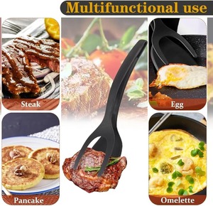 Nueva Espátula 2 en 1 con Pinzas para Voltear Huevos, Espátula de Nylon con Revestimiento Antiadherente para Hacer Panqueques, Pescado, Tostadas Francesas y Omelets - Product Image 4