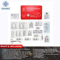 Trousse de secours automobile DIN13164:2022, boîte en plastique portable PP avec fixation murale, certifiée CE, kit de secours médical de qualité supérieure