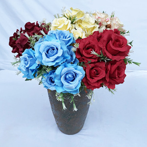 Flores Yiyi, Rosa Fénix de 7 Cabezas, Flores Artificiales de Tela Cepillada, Flores en Jarrón para Bodas, Decoración de Interiores - Product Image 4