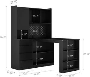 โต๊ะคอมพิวเตอร์พร้อมลิ้นชักรูปตัวแอลโต๊ะและมุมฮัทช์มีไฟ LED โต๊ะเขียนหนังสือสำหรับเด็ก - Product Image 6