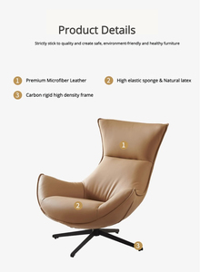 Sillón Individual de Cuero con Diseño Moderno y Rotación de 360 Grados, Cómodo Sillón Reclinable para Sala de Estar, Hotel, Apartamento, Ocio - Product Image 3