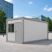 Casa Container Prefabbricata Grigio Chiaro con Struttura in Acciaio Moderna, Unità Singola, per Ufficio in Cantiere, Guardia, Scuola e Hotel