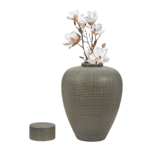 Vaso Decorativo in Ceramica Stile Ginger Jar con Coperchio, Moderno Vaso per Fiori per Soggiorno, Camera da Letto, Ufficio, Decorazione da Tavolo - Product Image 2