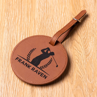 Porte-tee de golf prêt à l'emploi, en forme ronde, avec étiquette de sac, cordon en cuir réglable, pour sacs de sport, cadeau unique, accessoires de golf