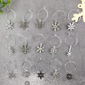 Silver Metal Snowflake Wine Glass Rings Round Pendant Wedding Party Decorations 20-40Pcs Luxury Tableware Set - Product Image 1
