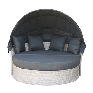Bequemer und hochwertiger Liegestuhl aus Korb geflecht mit Sonnenschutz - Product Image 2