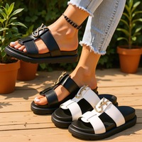 Sandales d'été compensées à bout ouvert pour femme, style claquettes, pour l'extérieur