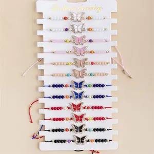Suyao Hot Sale Böhmischer Strass Schmetterling Charme Handgemachte gewebte verstellbare Frauen Armband Set