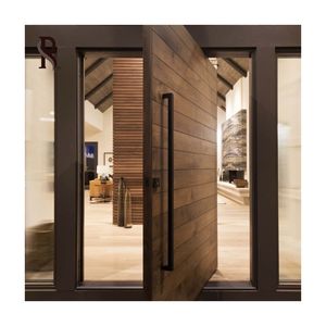 Rising OEM Canaidan Villas Puerta principal de madera de teca Diseños insonorizados Pivote de puerta Puertas principales exteriores para casas con precio de fábrica - Product Image 2