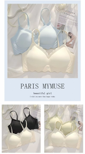 Reggiseno estivo sottile senza cuciture in nylon senza ferretto, tinta unita, per donna, per seno piccolo, con supporto per le coppe, sportivo - Product Image 4
