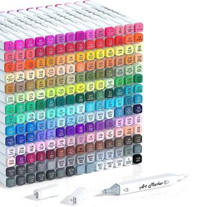 60 Colors Alcohols Markers Set <b>Brush</b> Tip Drawing Marker Pen Set Art Coloring Pens <b>Round</b> Pen Barrel for Stationery - Product Image 1