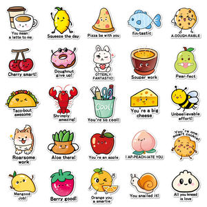 50 Uds texto creativo no infractor Material de PVC pegatinas de poste de recompensa en inglés Original para auriculares pegatinas de decoración de nevera - Product Image 4