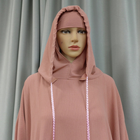Modèle Tendance : Jilbab Hijab Abaya Robe Femme, Crêpée Couleur Unie, Décontractée, Manches Chauve-Souris, Gland, Capuche, Robe de Prière Musulmane Saoudienne Kaftan