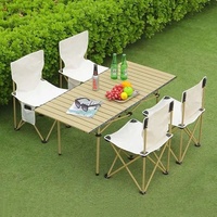 Meubles d'extérieur modernes écologiques et imperméables en acier au carbone, ensembles de tables et de chaises pliantes pour le camping, le pique-nique et la plage
