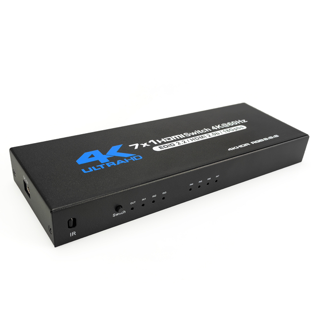 Justlink 7X1 4K 60hz HDMI Switch 7port  HDMI2.0b Switcher 7 in 1 Out Selector HDCP2.2 Support 18Gbps HDR10 with Remote Control