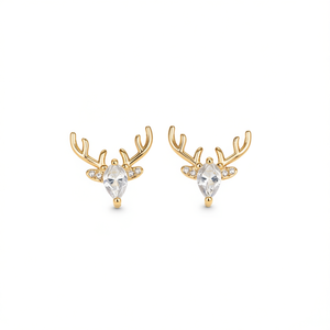 Pendientes E3349 Golden Deer con Cristales de Corte Pera y Circonitas, Chapados en Oro de 22k, Lindos para Uso Diario de Mujer - Product Image 1