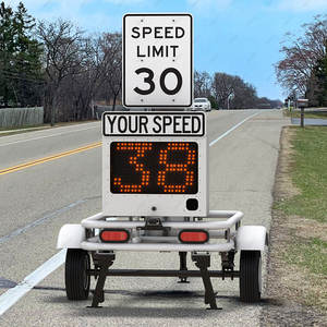 Portable solaire IP54 étanche en aluminium 300mm Radar visuel affichage numérique rétrécissement de route avertissement panneau de signalisation - Product Image 1