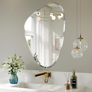 Xách Tay Vàng Không Đối Xứng Sắt Rèn Khung Gương Phòng Tắm Vát Không Thường Xuyên Sóng Tường Gương Cho Phòng Ngủ Sống Đám Cưới - Product Image 1